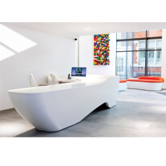 Bespoke Furniture Corian Stone White Black Curved Reception Salon Desk