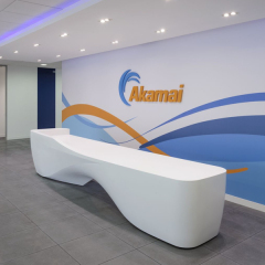 Bespoke Furniture Corian Stone White Black Curved Reception Salon Desk