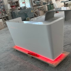 iPad Store Front Service Counter Modern Led Reception Desk with Power Outlets