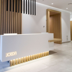 Led Corian Table Two Person Reception Desk for a Facial Rejuvenation Medispa