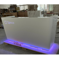 Modern Acrylic Resin Hospital Reception Desk Design LED Cash Counter Jewellery