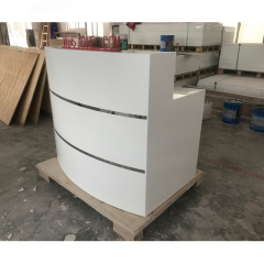 Invite Compact Reception Desk White Marble Half Round Front Spa Counter