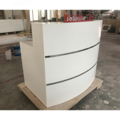 Invite Compact Reception Desk White Marble Half Round Front Spa Counter