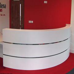 Invite Compact Reception Desk White Marble Half Round Front Spa Counter