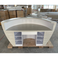 Smaller Measurement Oval Shape Counter Light Gray Marble Reception Desk