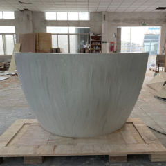 Smaller Measurement Oval Shape Counter Light Gray Marble Reception Desk