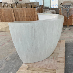 Smaller Measurement Oval Shape Counter Light Gray Marble Reception Desk