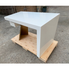 4 Feet Home Office Desk White Corian Study Table with Gold Leg