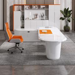 L Shape Executive Office Desk Name Plate Modern Office Furniture Cabinet