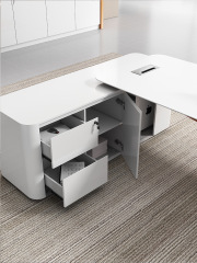 L Shape Executive Office Desk Name Plate Modern Office Furniture Cabinet