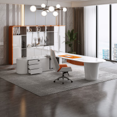 L Shape Executive Office Desk Name Plate Modern Office Furniture Cabinet