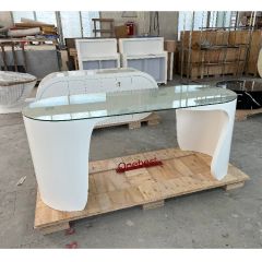 Modern Simple Style Computer Desks Glass Top Office Desk Set