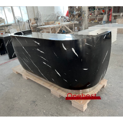 Superior Quality Black Marble Nail Salon Reception Desk Small Size