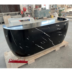 Superior Quality Black Marble Nail Salon Reception Desk Small Size