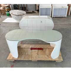 Nordic Executive CEO President Office Table Design Glass Office Desk Top