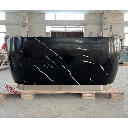 Superior Quality Black Marble Nail Salon Reception Desk Small Size