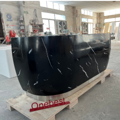 Superior Quality Black Marble Nail Salon Reception Desk Small Size