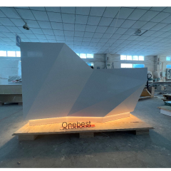 Warm White LED Movable Reception Desk Diamond Shape Small Counter
