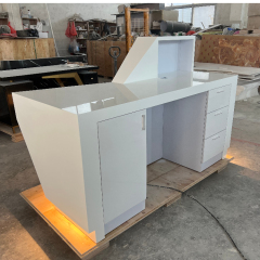 Warm White LED Movable Reception Desk Diamond Shape Small Counter