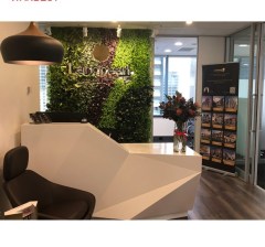 Warm White LED Movable Reception Desk Diamond Shape Small Counter