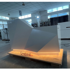 Warm White LED Movable Reception Desk Diamond Shape Small Counter