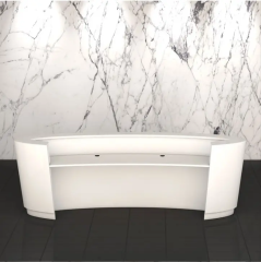 Germany Design Curved Corian Reception Desk with Back Wall and Drawers