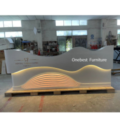 LED Light Guest Corian Dental Reception Desk Wave Shaped Front Counter
