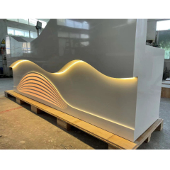 LED Light Guest Corian Dental Reception Desk Wave Shaped Front Counter