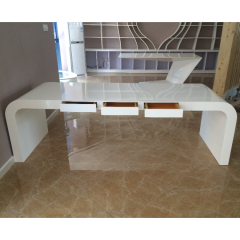 White Home Office Lap Desk Curved Executive Office Table Chair