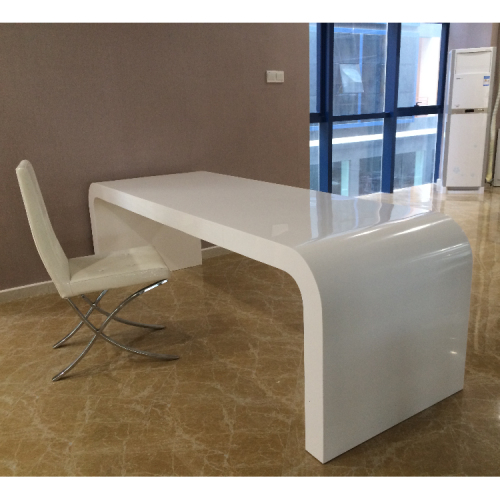 White Home Office Lap Desk Curved Executive Office Table Chair