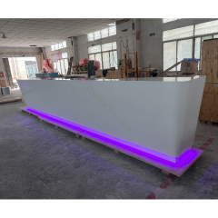 Large Size Three Person Reception Desk Curved Edge with Led Logo