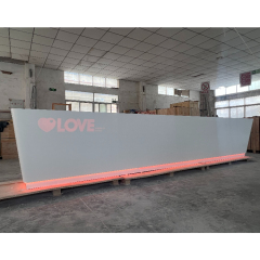 Large Size Three Person Reception Desk Curved Edge with Led Logo