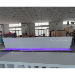 Large Size Three Person Reception Desk Curved Edge with Led Logo