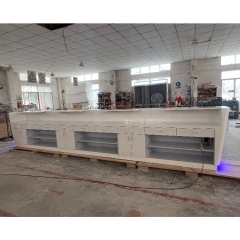 Large Size Three Person Reception Desk Curved Edge with Led Logo