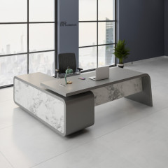 Classic Design L Shape Office Desk Protector Solid Wood Boss Table
