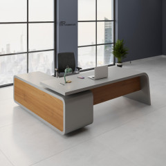 Classic Design L Shape Office Desk Protector Solid Wood Boss Table