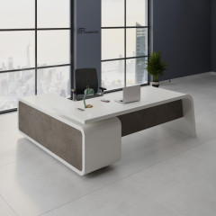 Classic Design L Shape Office Desk Protector Solid Wood Boss Table