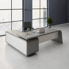 Classic Design L Shape Office Desk Protector Solid Wood Boss Table