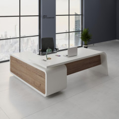 Classic Design L Shape Office Desk Protector Solid Wood Boss Table
