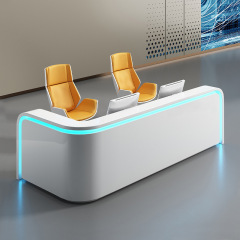 Nordic Style Office Furniture L Shape Lighted Reception Desk Chair