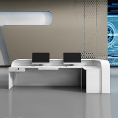 Nordic Style Office Furniture L Shape Lighted Reception Desk Chair