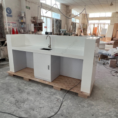 RGB Lighted Corian Bar Counter Set Hotel Bar Stools with Sink