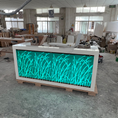 RGB Lighted Corian Bar Counter Set Hotel Bar Stools with Sink