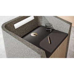 Mini Size Faux Stone Reception Desk Furniture One Person Service Counter