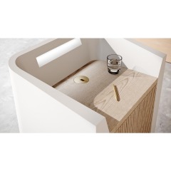 Mini Size Faux Stone Reception Desk Furniture One Person Service Counter