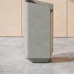 Mini Size Faux Stone Reception Desk Furniture One Person Service Counter