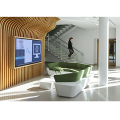 Ireland Wood Reception Desk Furniture White Corian Top Information Desk