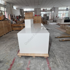 White and Blue Lobby Counter Desk Office Area Reception Desk Marble