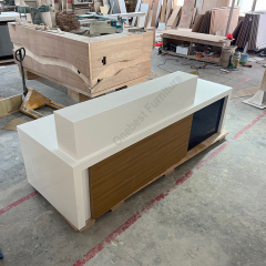 White and Blue Lobby Counter Desk Office Area Reception Desk Marble