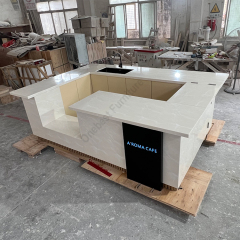 Dupont Corian Restaurant Bar Counter Cake Display U Shape Bar Stools
